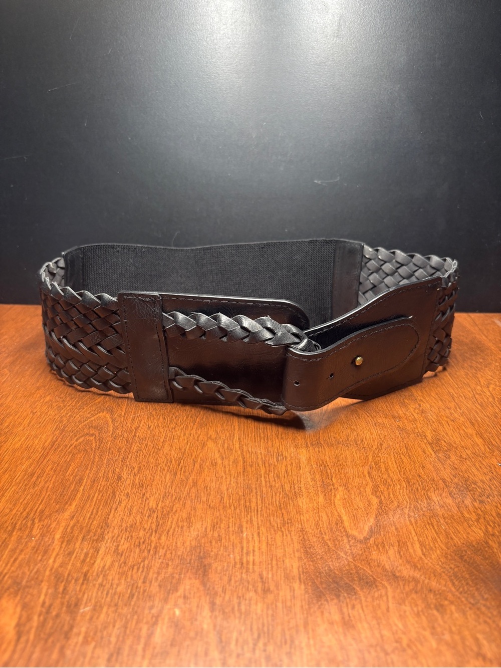 Rampage Black Braided Wide Stretch Waist Belt